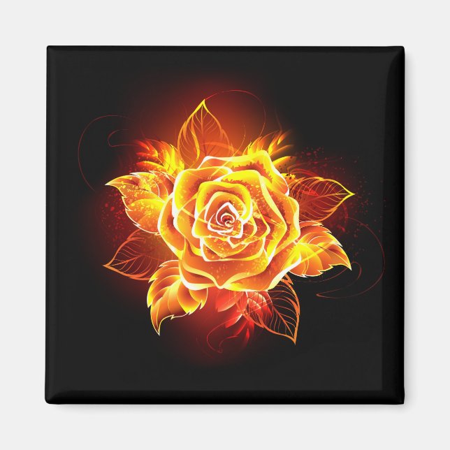 Rose des blühenden Feuers Magnet (Vorne)