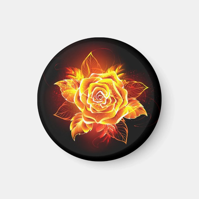 Rose des blühenden Feuers Magnet (Vorne)