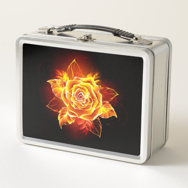 Rose des blühenden Feuers Metall Brotdose (Vorderseite)
