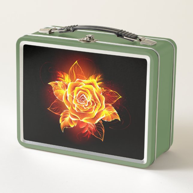 Rose des blühenden Feuers Metall Brotdose (Vorderseite)