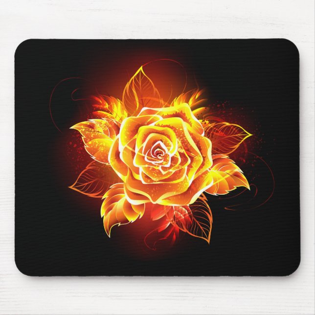 Rose des blühenden Feuers Mousepad (Vorne)