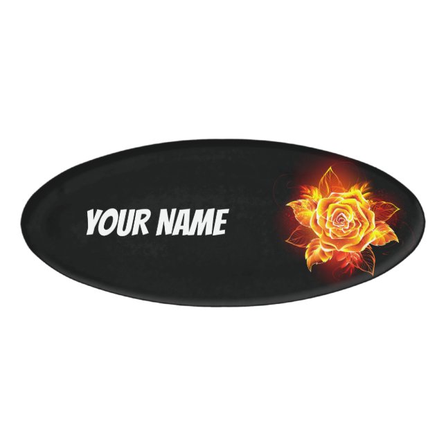 Rose des blühenden Feuers Namenschild (Vorderseite)