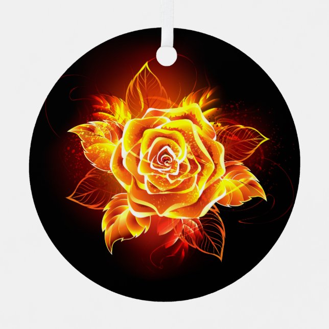 Rose des blühenden Feuers Ornament Aus Metall (Vorderseite)