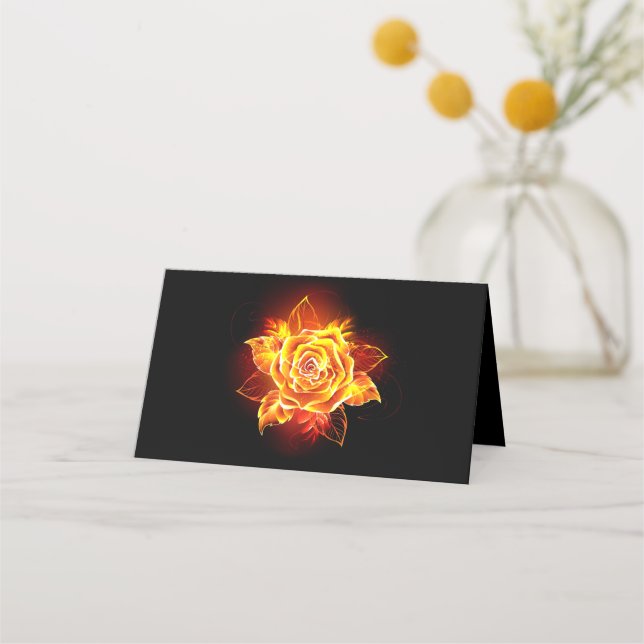 Rose des blühenden Feuers Platzkarte (Vorderseite)