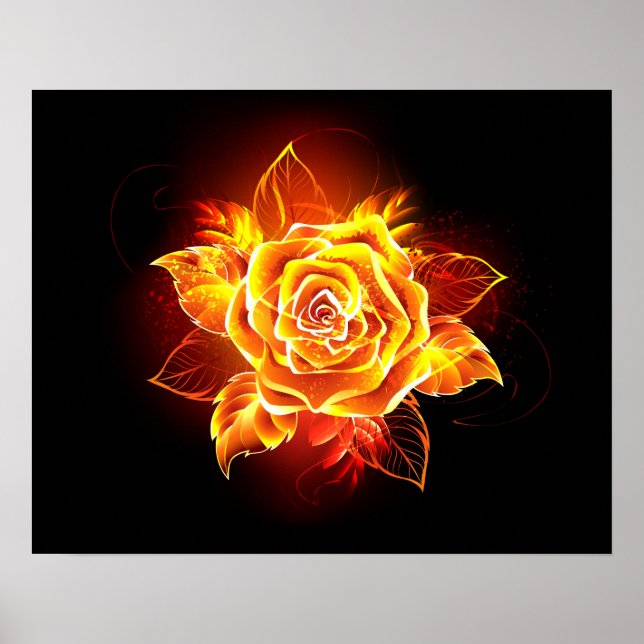 Rose des blühenden Feuers Poster (Vorne)