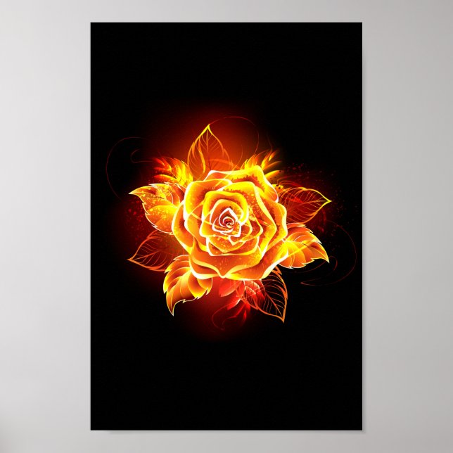 Rose des blühenden Feuers Poster (Vorne)