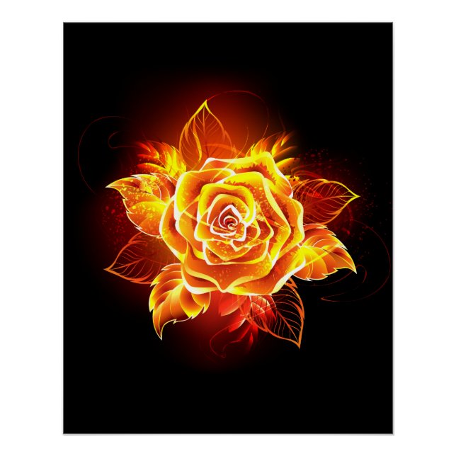 Rose des blühenden Feuers Poster (Vorderseite)