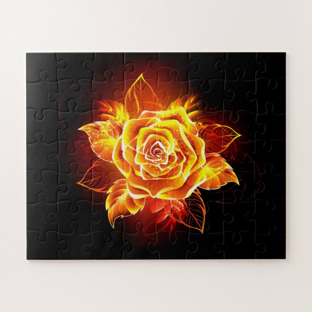 Rose des blühenden Feuers Puzzle (Horizontal)