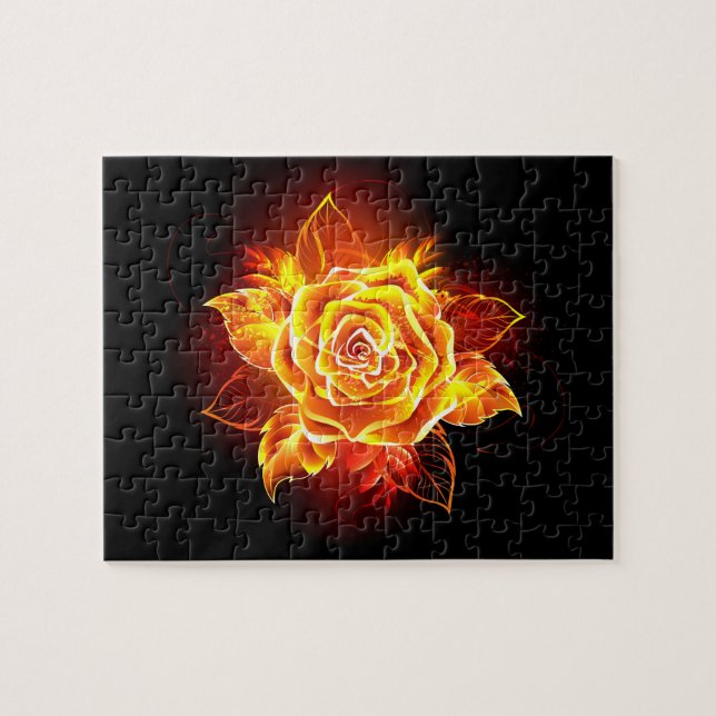 Rose des blühenden Feuers Puzzle (Horizontal)