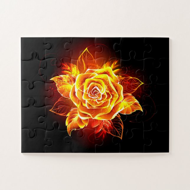 Rose des blühenden Feuers Puzzle (Horizontal)