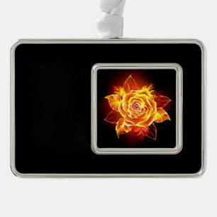 Rose des blühenden Feuers Rahmen-Ornament Silber