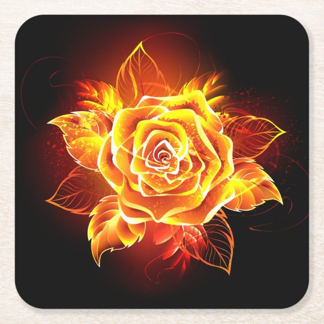 Rose des blühenden Feuers Rechteckiger Pappuntersetzer (Vorderseite)