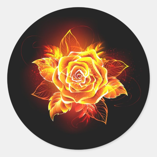 Rose des blühenden Feuers Runder Aufkleber (Vorderseite)