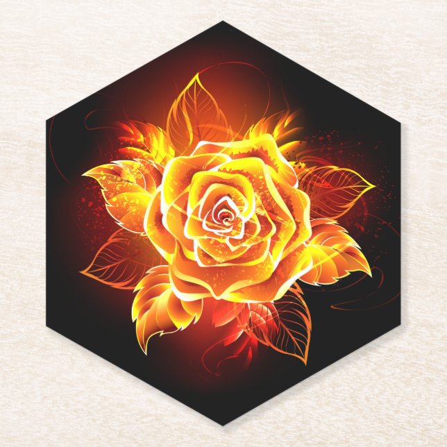 Rose des blühenden Feuers Untersetzer (Vorderseite)