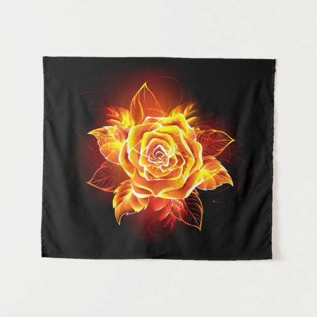 Rose des blühenden Feuers Wandteppich (Vorderseite (Horizontal))