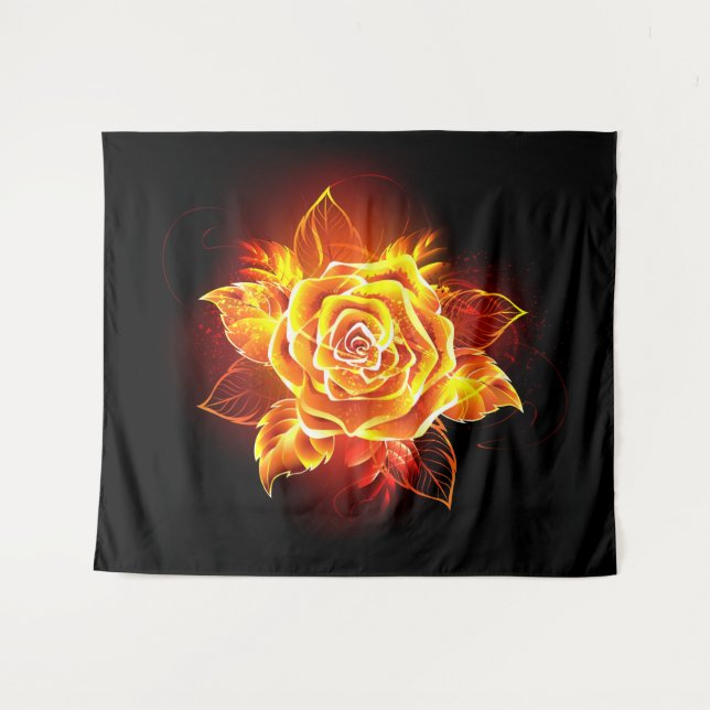Rose des blühenden Feuers Wandteppich (Vorderseite (Horizontal))