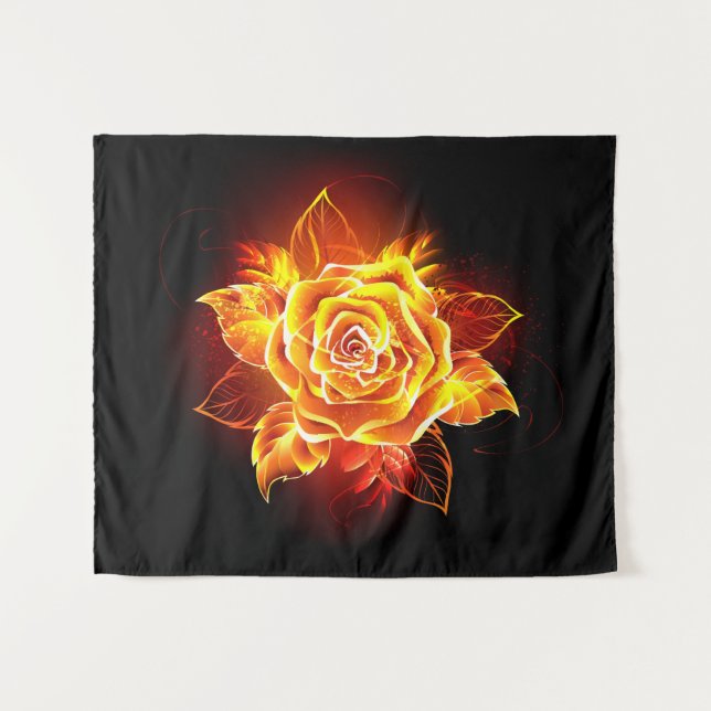 Rose des blühenden Feuers Wandteppich (Vorderseite (Horizontal))