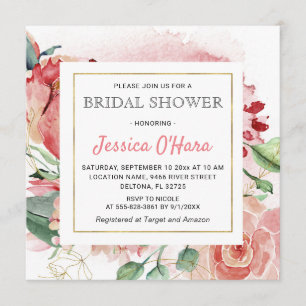 Rose des Blumenfrühlings Brautparty Wasserfarbene  Einladung