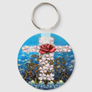 Rose des Blumenkreuzes Schlüsselanhänger