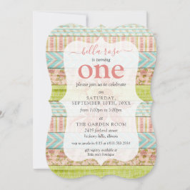 Rose des Geburtstags des Mädchens Hütte Rustikales Einladung