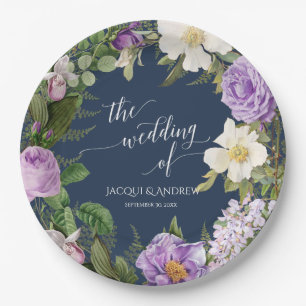 Rose des Hochzeitsamts Brautparty Navy Lavender Pappteller