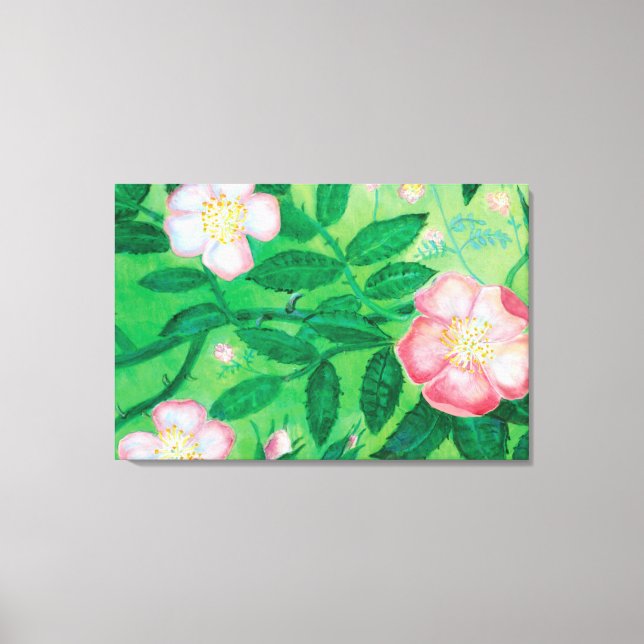 Rose des Hundes (Rosa Canina) Stretchierte Canvas Leinwanddruck (Vorderseite)