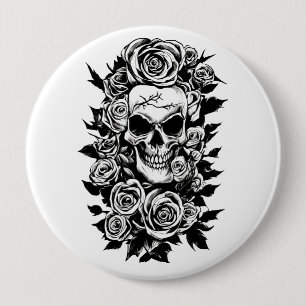 Rose des menschlichen Schädels erhalten Original T Button