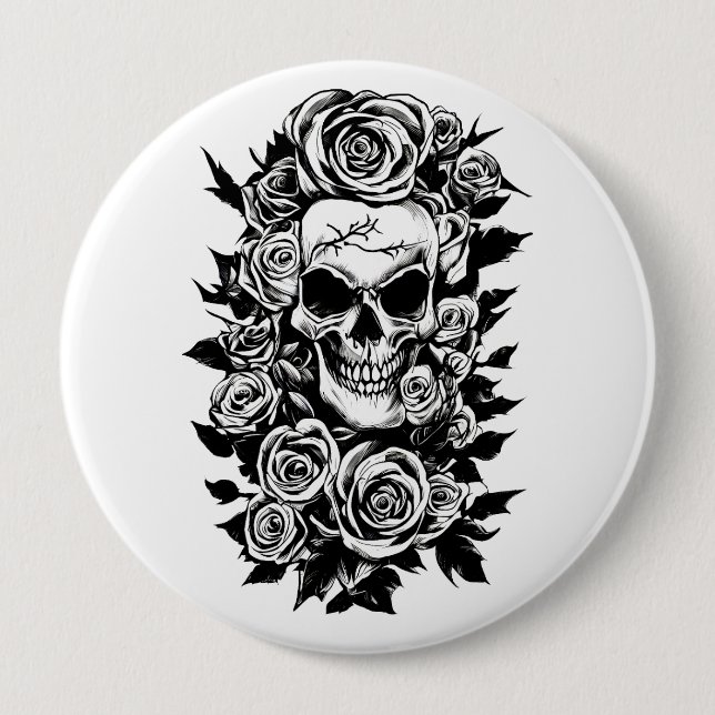 Rose des menschlichen Schädels erhalten Original T Button (Vorderseite)