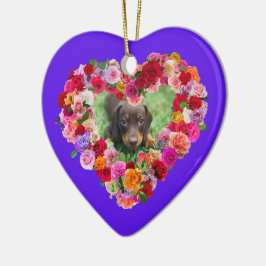 Rose des Muttertags Ihres eigenen Hundes Foto Herz Keramik Ornament