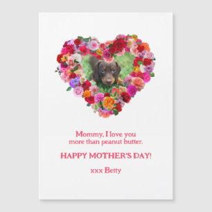 Rose des Muttertags Ihres eigenen Hundes Foto Herz Magnetkarte
