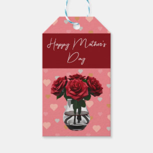 Rose des Muttertags im Vase-Herzmuster Geschenkanhänger