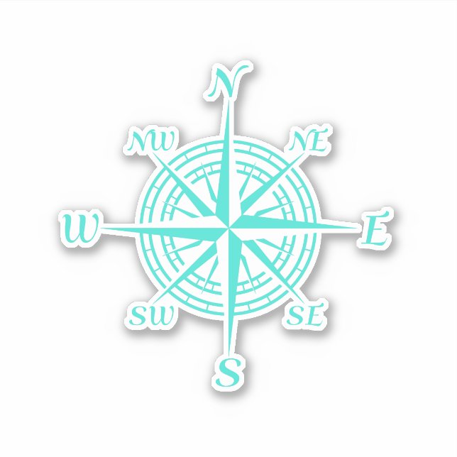 Rose des Nautical White Compass an der Küste Aufkleber (Vorderseite)