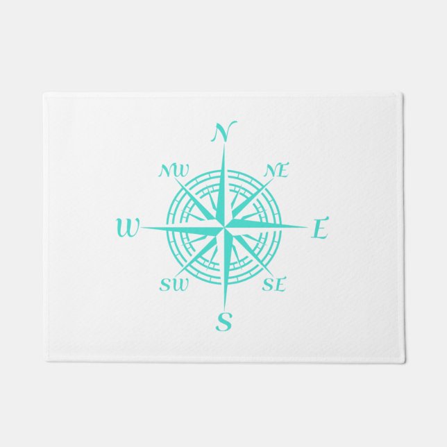 Rose des Nautical White Compass an der Küste Fußmatte (Vorderseite)