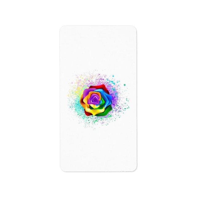 Rose des Regenbogens Adressaufkleber (Vorne)