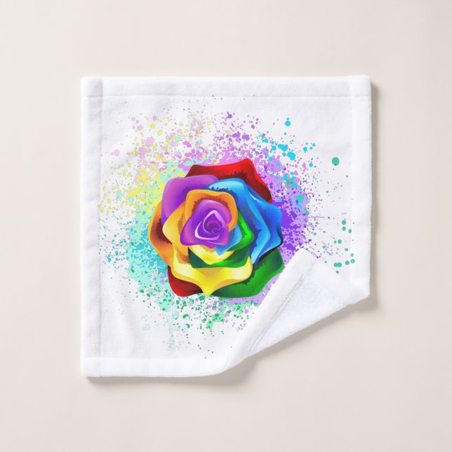 Rose des Regenbogens Badhandtuch Set (Waschlappen)