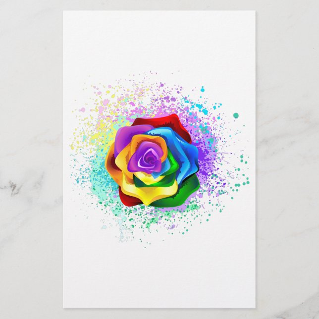 Rose des Regenbogens Briefpapier (Vorderseite)