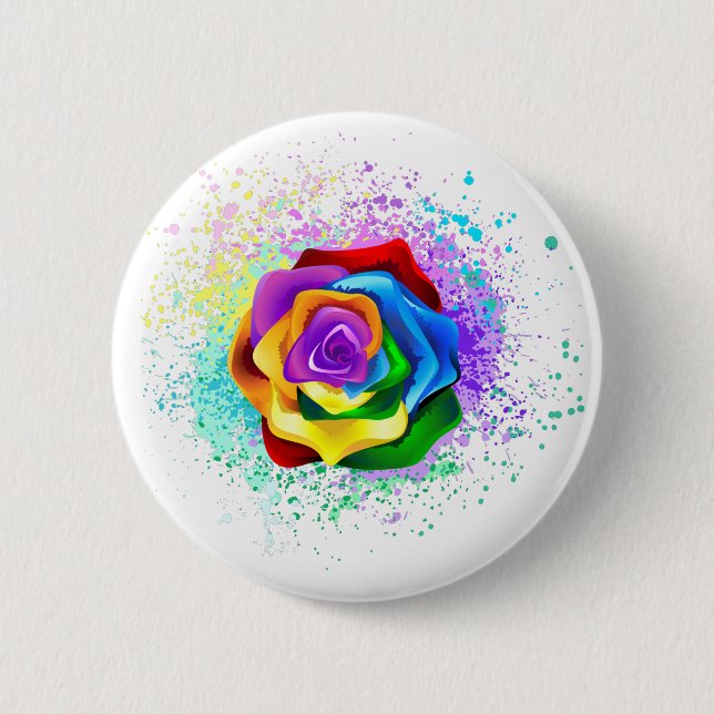 Rose des Regenbogens Button (Vorderseite)