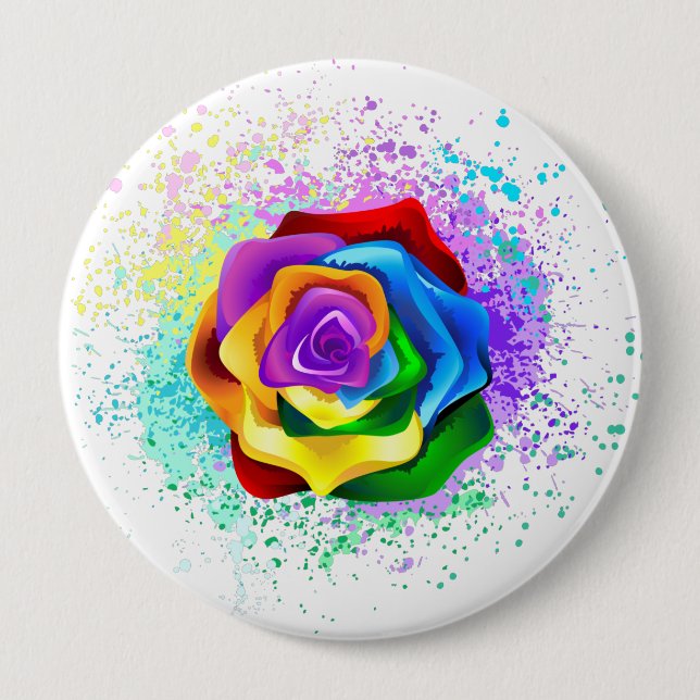 Rose des Regenbogens Button (Vorderseite)