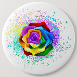 Rose des Regenbogens Button