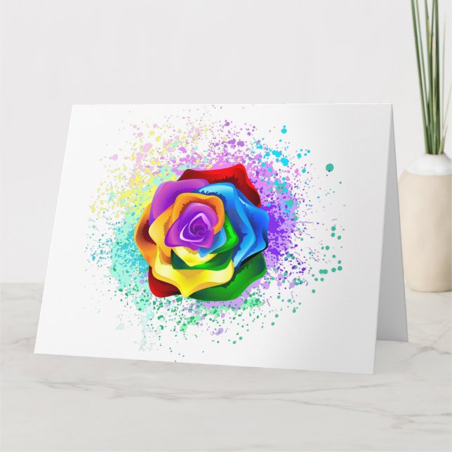 Rose des Regenbogens Dankeskarte (Vorderseite)