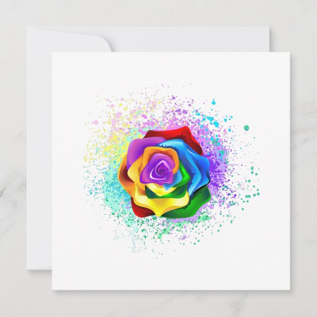 Rose des Regenbogens Einladung (Vorderseite)
