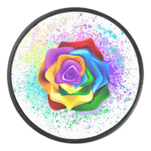 Rose des Regenbogens Eishockey Puck