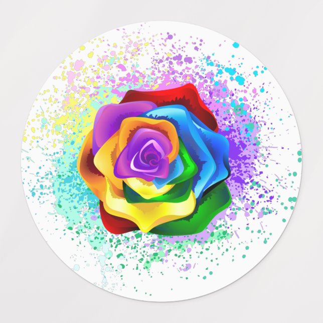 Rose des Regenbogens Etiketten (Design 1)