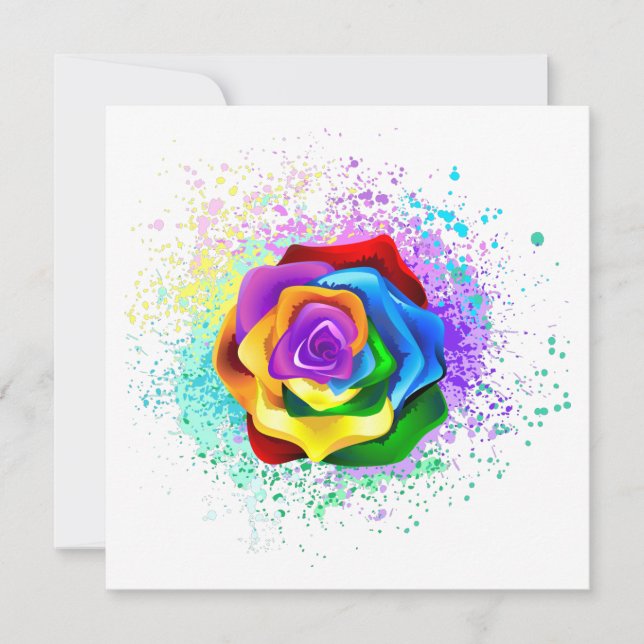 Rose des Regenbogens Feiertagskarte (Vorderseite)