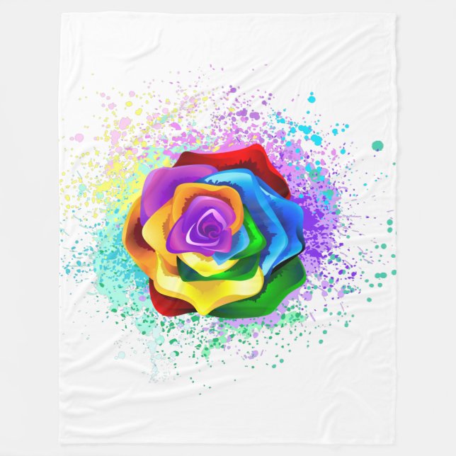 Rose des Regenbogens Fleecedecke (Vorderseite)