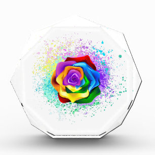 Rose des Regenbogens Fotoblock
