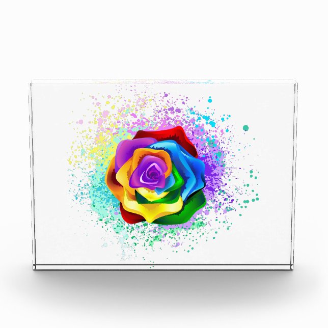 Rose des Regenbogens Fotoblock (Vorderseite)