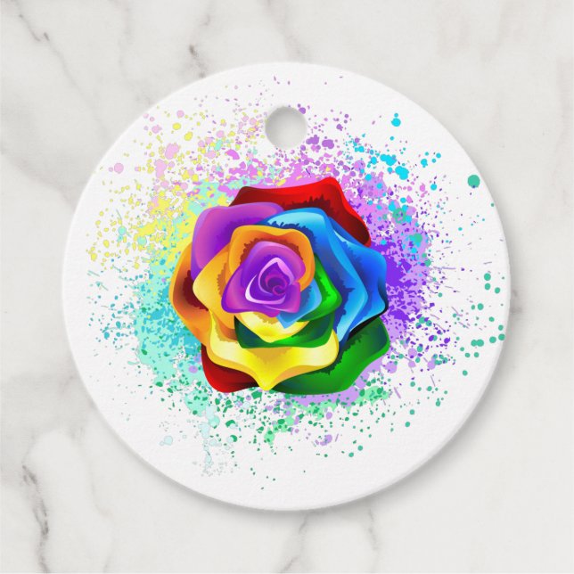 Rose des Regenbogens Geschenkanhänger (Vorderseite)