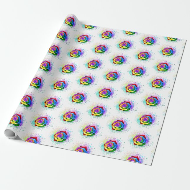 Rose des Regenbogens Geschenkpapier (Ungerollt)