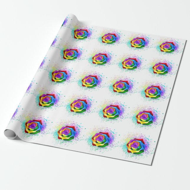 Rose des Regenbogens Geschenkpapier (Ungerollt)